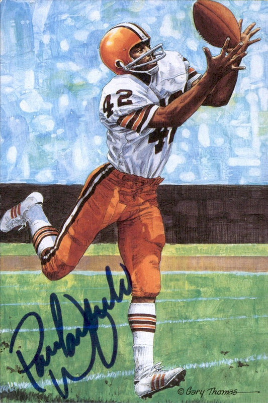 Paul Warfield Browns HOF Autographed Goal Line Art GLAC Postcard JSA