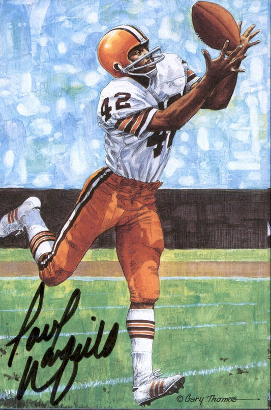 Paul Warfield Browns HOF Autographed Goal Line Art GLAC Postcard JSA