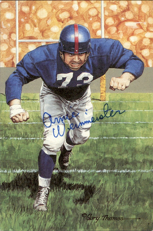 Arnie Weinmeister Giants HOF Autographed Goal Line Art GLAC Postcard JSA
