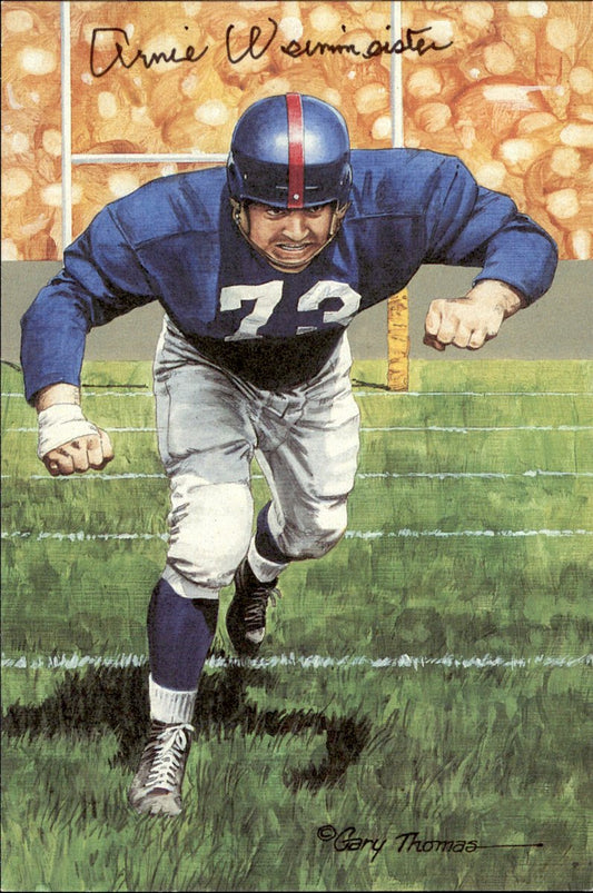Arnie Weinmeister Giants HOF Autographed Goal Line Art GLAC Postcard JSA