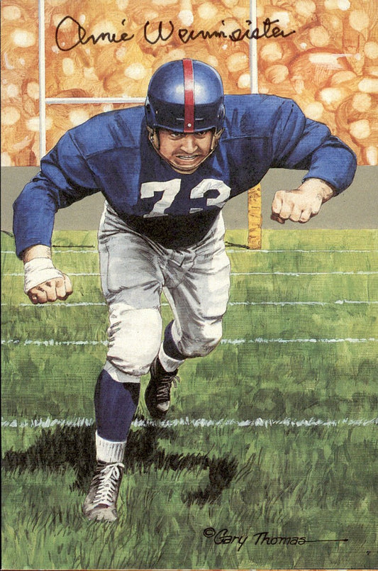 Arnie Weinmeister Giants HOF Autographed Goal Line Art GLAC Postcard JSA
