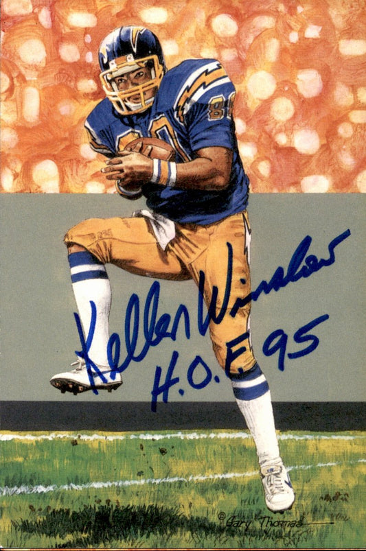 Kellen Winslow Chargers HOF Autographed Goal Line Art GLAC Postcard JSA
