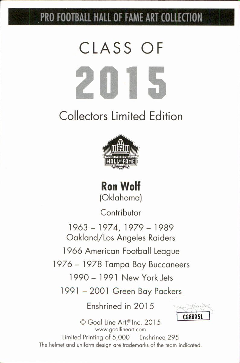 Ron Wolf Packers HOF Autographed Goal Line Art GLAC Postcard JSA