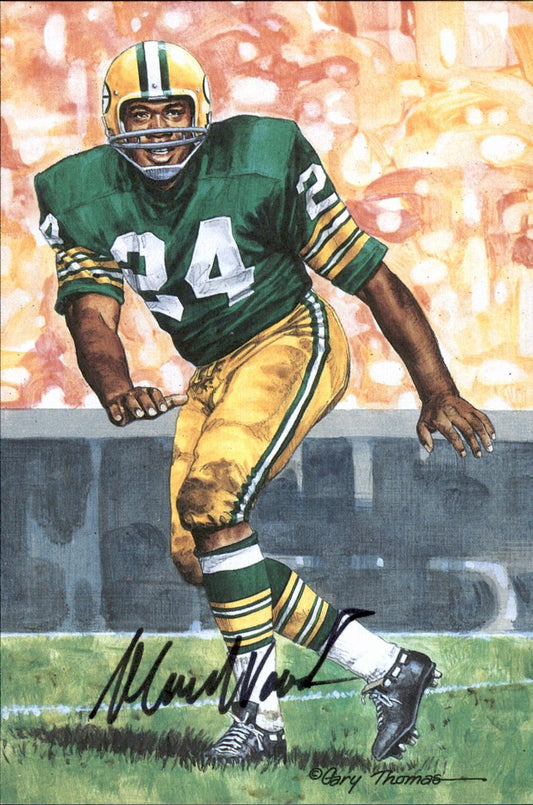 Willie Wood Packers HOF Autographed Goal Line Art GLAC Postcard JSA
