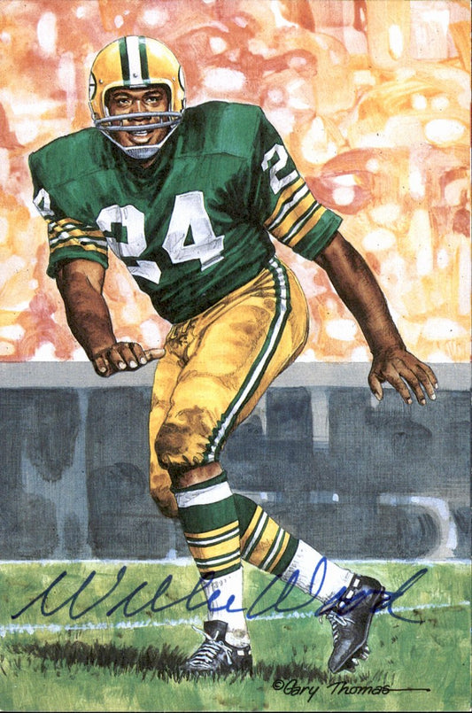 Willie Wood Packers HOF Autographed Goal Line Art GLAC Postcard JSA