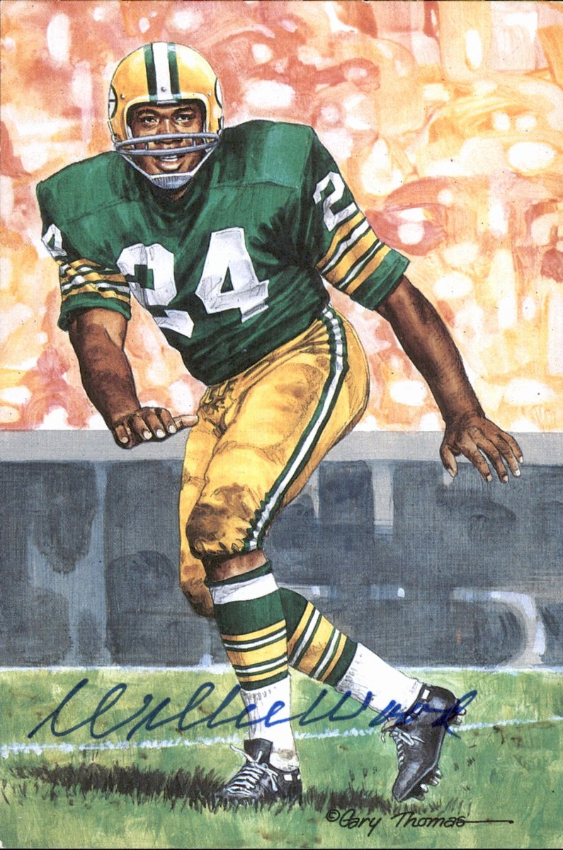 Willie Wood Packers HOF Autographed Goal Line Art GLAC Postcard JSA