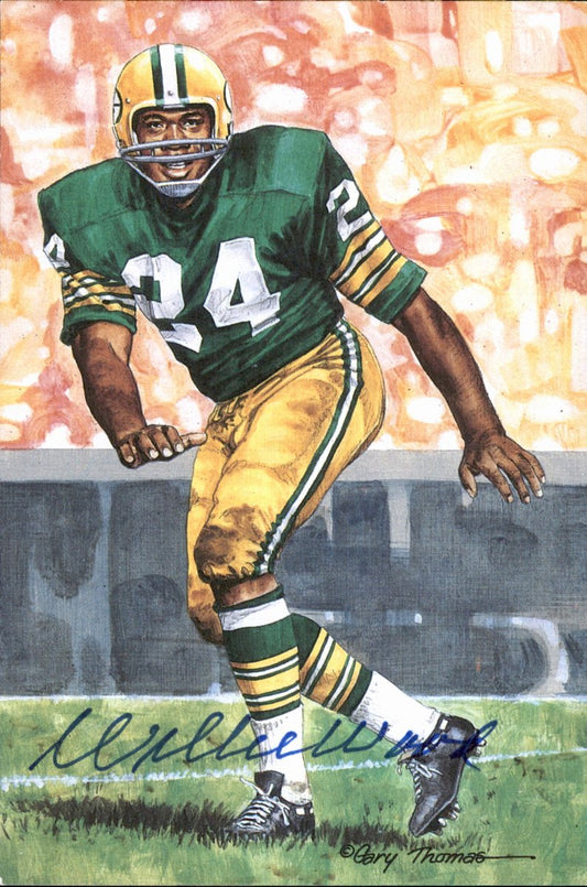 Willie Wood Packers HOF Autographed Goal Line Art GLAC Postcard JSA
