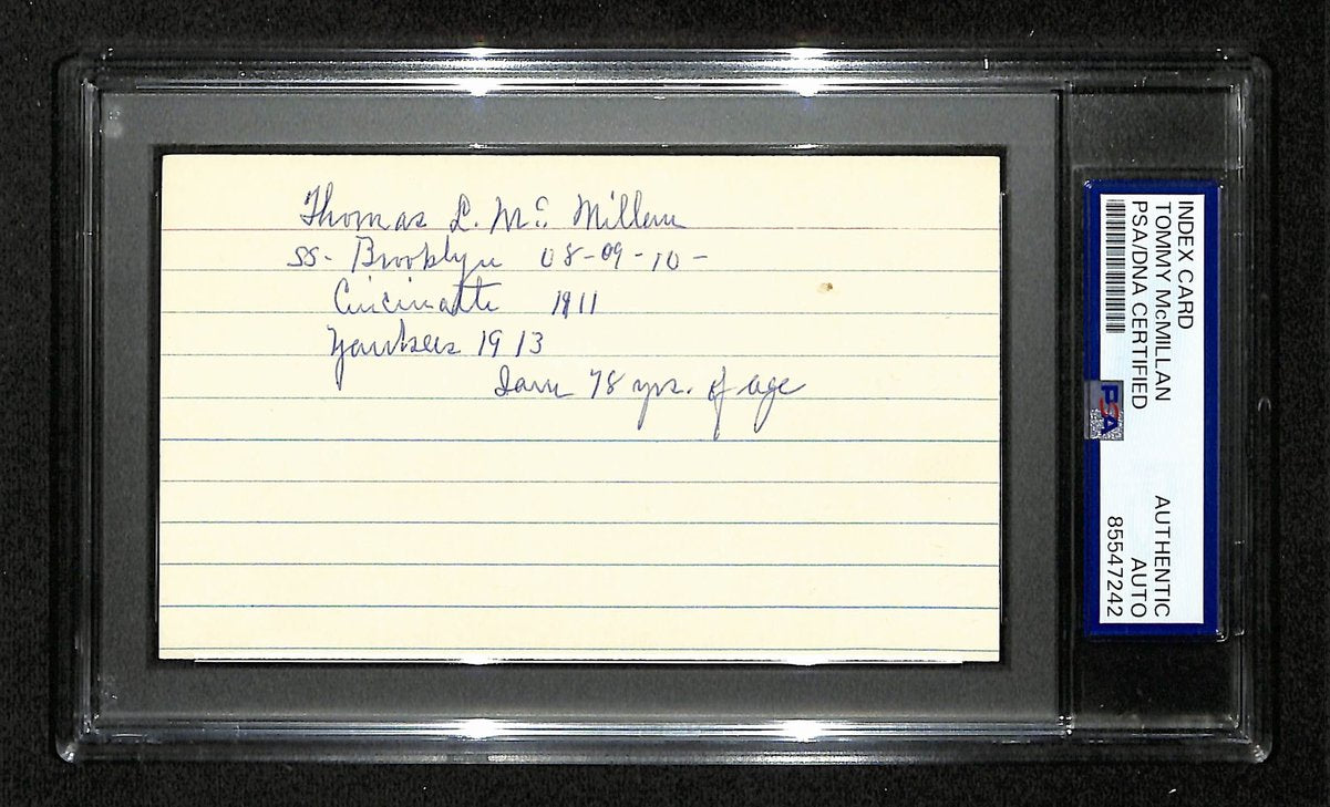 Tommy McMillan Signed/Inscribed 3x5 Index Card Brooklyn Dodgers PSA/DNA 199301