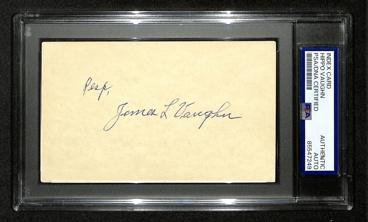 Hippo Vaughn Signed/Inscribed 3x5 Index Card Chicago Cubs PSA/DNA 199302