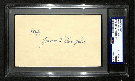 Hippo Vaughn Signed/Inscribed 3x5 Index Card Chicago Cubs PSA/DNA 199302