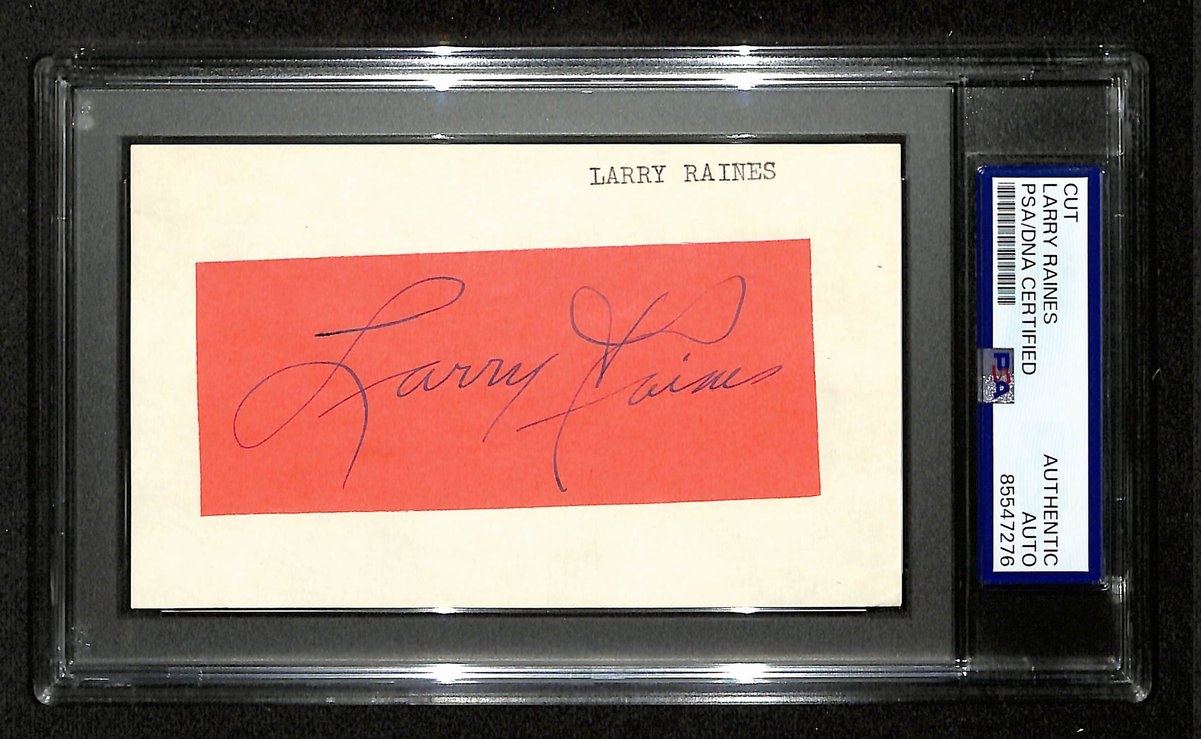Larry Raines Signed/Auto Cut on 3x5 Index Card Cleveland Indians PSA/DNA 199307