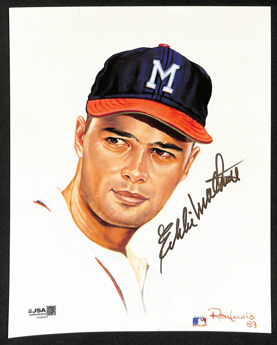 Eddie Mathews HOF Signed 8x10 Living Legends Photo Milwaukee Braves JSA 199348