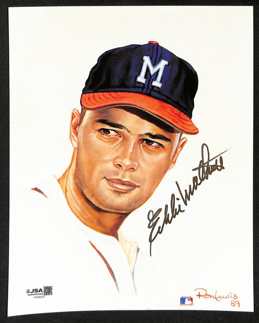 Eddie Mathews HOF Signed 8x10 Living Legends Photo Milwaukee Braves JSA 199348