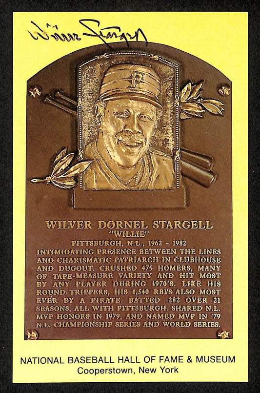 Willie Stargell Signed/Auto Gold HOF Plaque Postcard Pittsburgh Pirates 199312