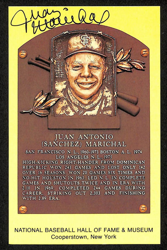 Juan Marichal Signed/Auto Gold HOF Plaque Postcard San Francisco Giants 199314