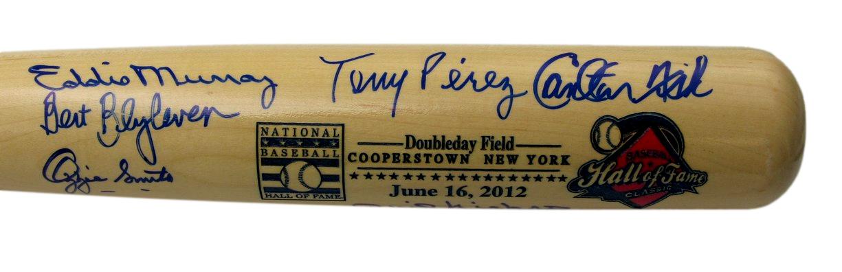 2012 HOF Classic Game Cooperstown Bat Signed by 6 Fisk Perez JSA Steiner 196256