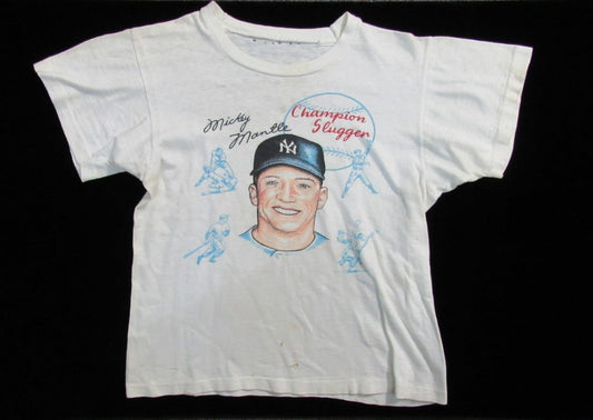 Vintage Mickey Mantle "Champion Slugger" child's t-shirt, c.1950s Yankees 197408