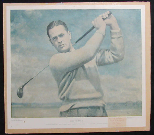 Bobby Jones Golf Pro Signed/Inscribed 26.5x23 Lithographic Print PSA/DNA 199553