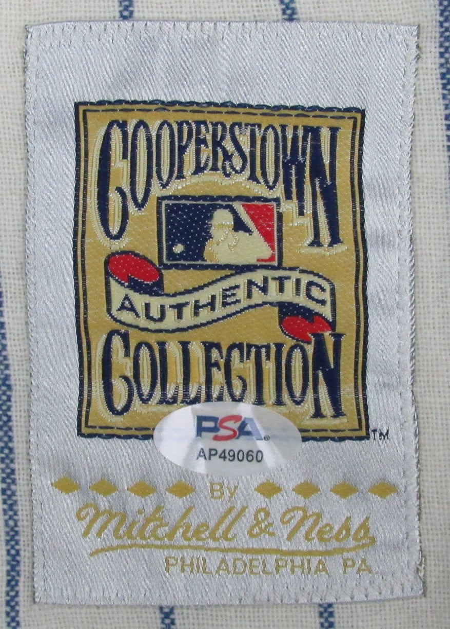 Ernie Banks HOF Signed/Inscribed Mitchell & Ness Baseball Jersey Cubs PSA 199556