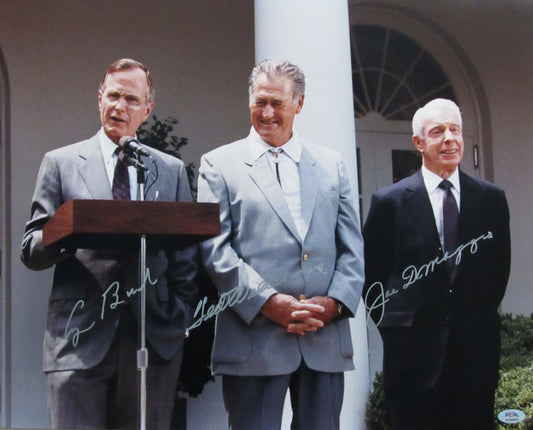 Williams/DiMaggio/Bush Multi-Signed/Autographed 16x20 Photo PSA/DNA 199545