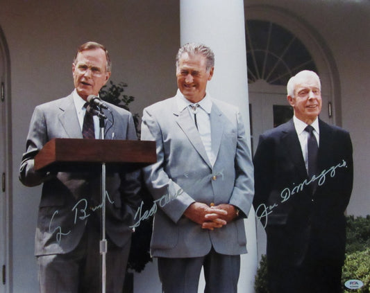 Williams/DiMaggio/Bush Multi-Signed/Autographed 16x20 Photo PSA/DNA 199543