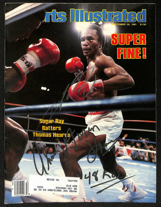 Sugar Ray / Hitman Hearns Dual-Signed 9/28/1981 Sports Illustrated Magazine JSA