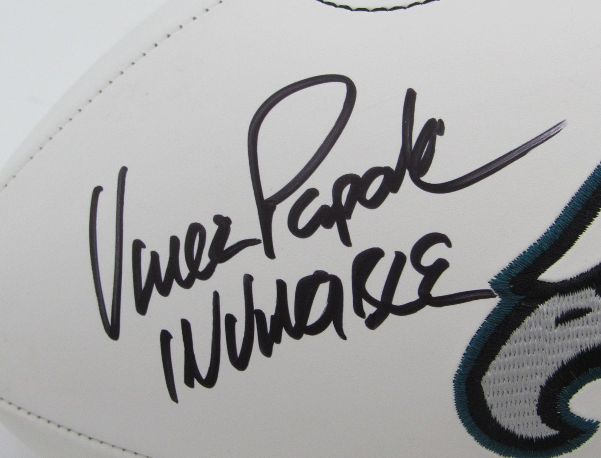 Vince Papale Signed/inscribed Eagles Logo White Football Beckett 199606