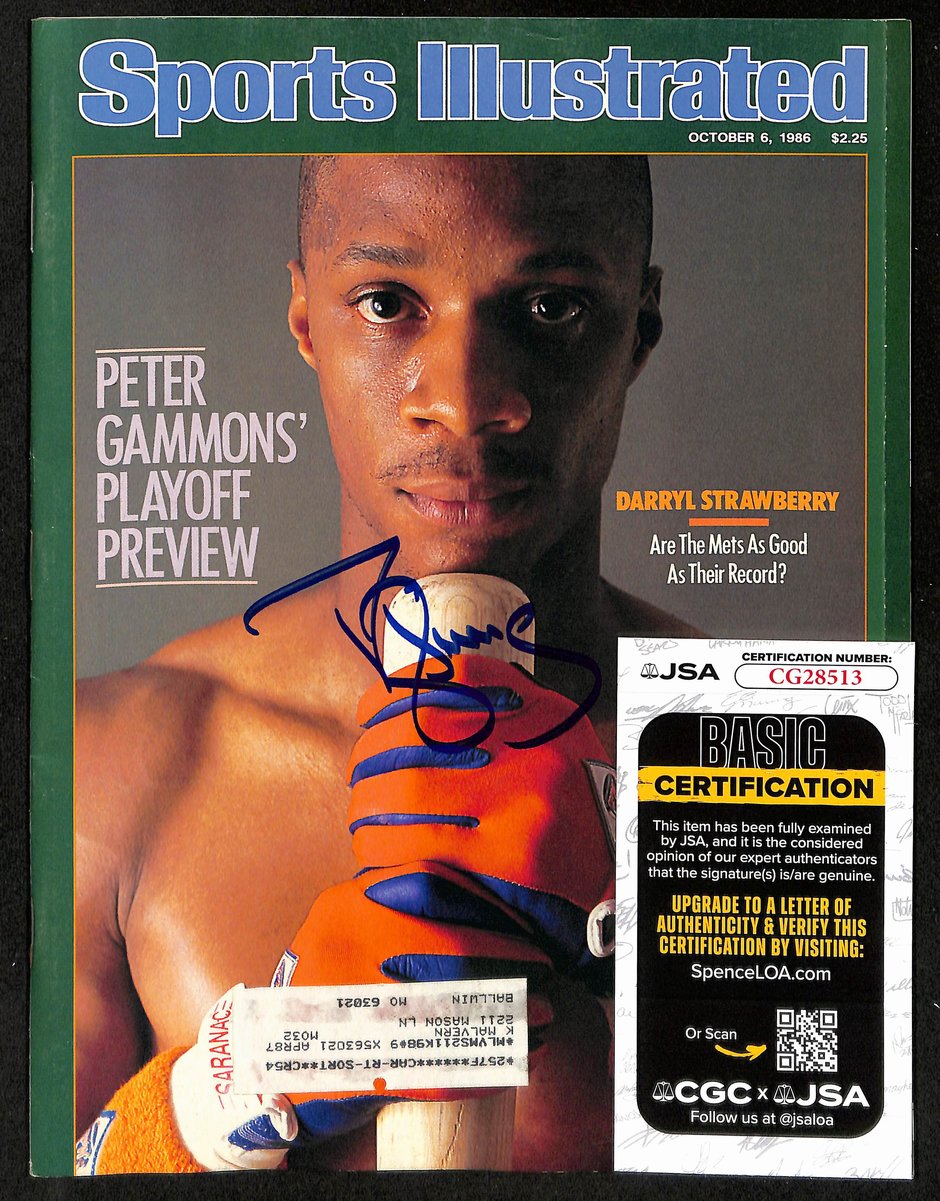 Darryl Strawberry Signed/Auto 10/6/1986 Sports Illustrated Magazine JSA 197889