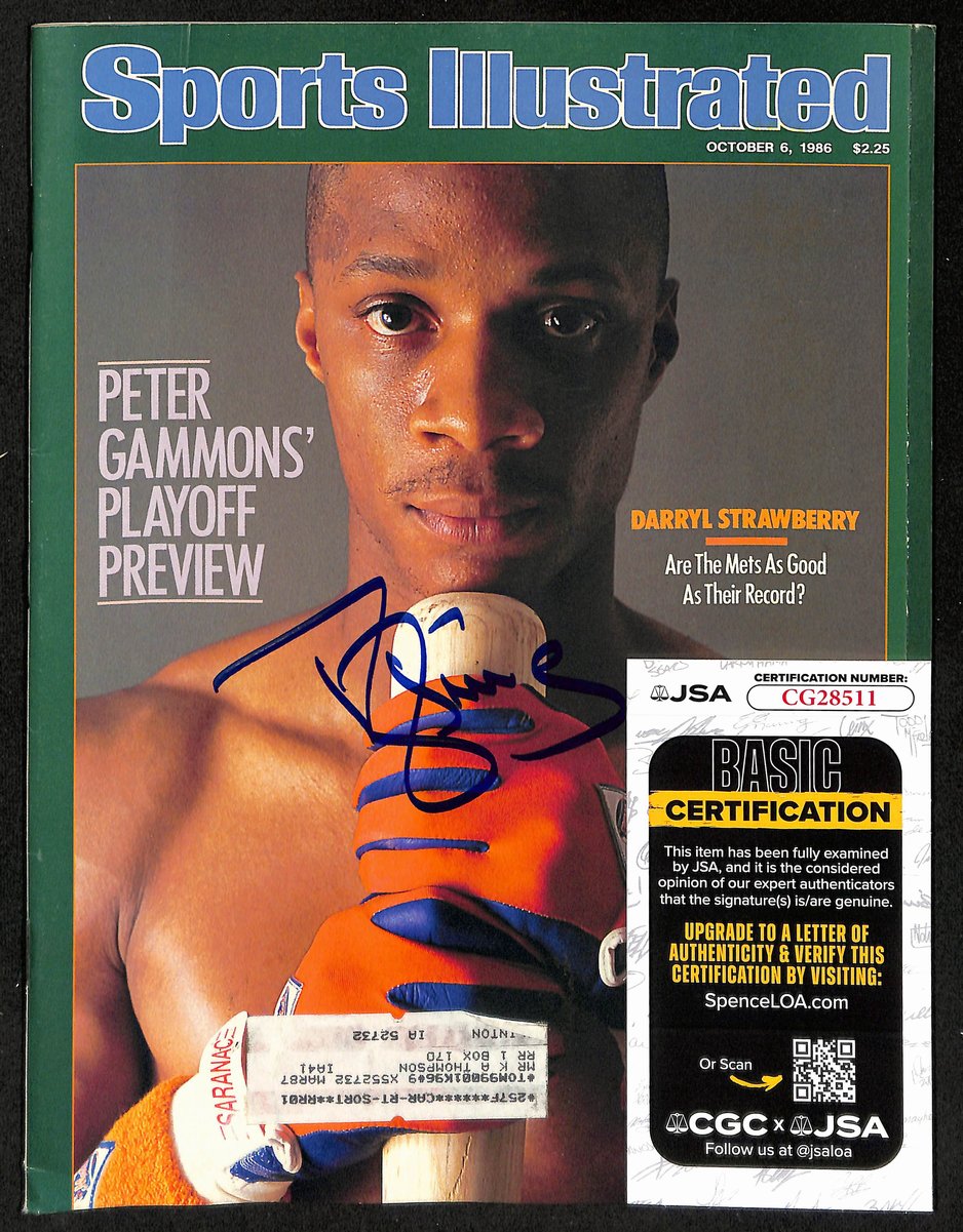 Darryl Strawberry Signed/Auto 10/6/1986 Sports Illustrated Magazine JSA 197891
