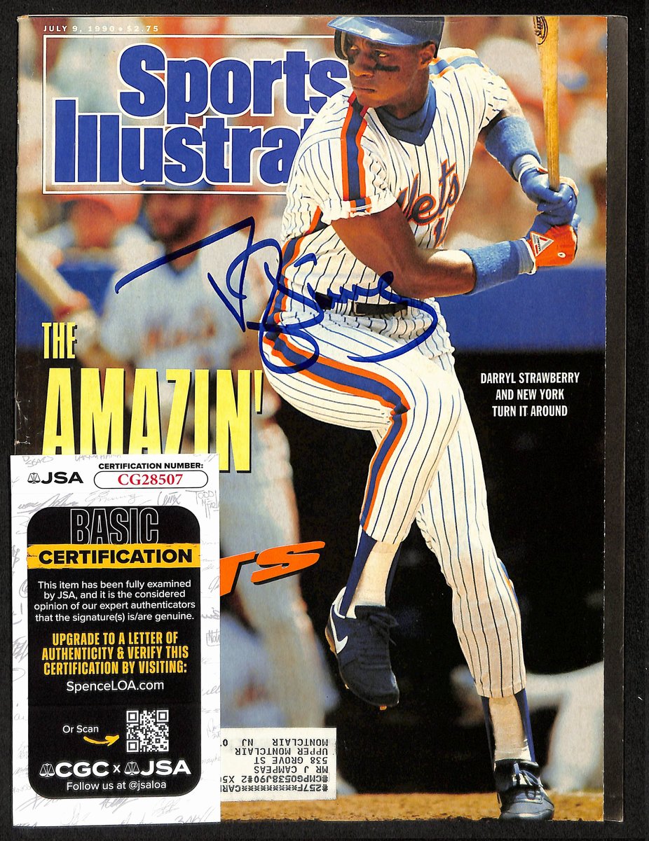 Darryl Strawberry Signed/Auto 7/9/1990 Sports Illustrated Magazine JSA 197895