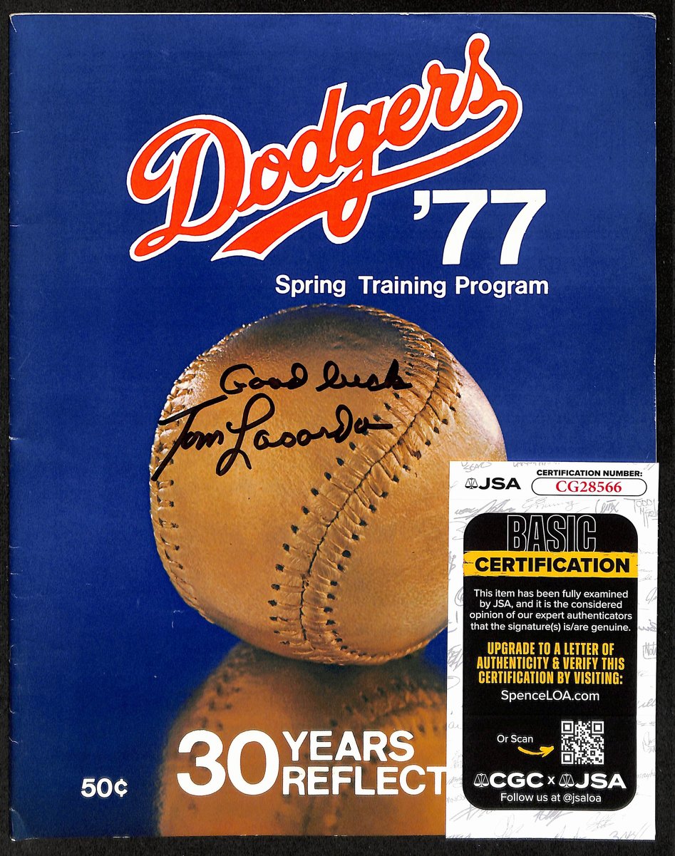 Tom Lasorda HOF Signed/Inscribed 1977 Dodgers Spring Training Program JSA 197985