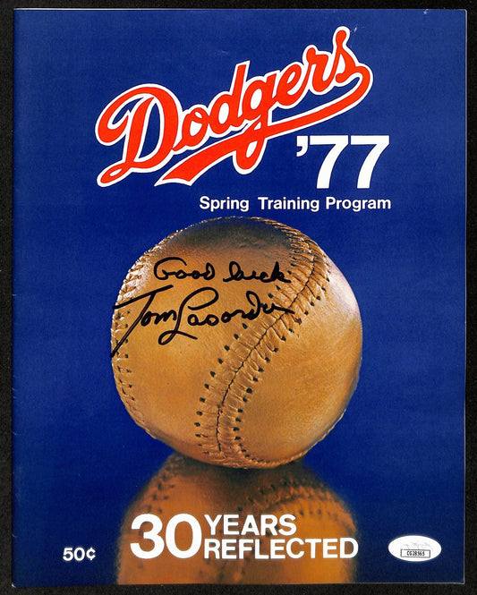 Tom Lasorda HOF Signed/Inscribed 1977 Dodgers Spring Training Program JSA 197986