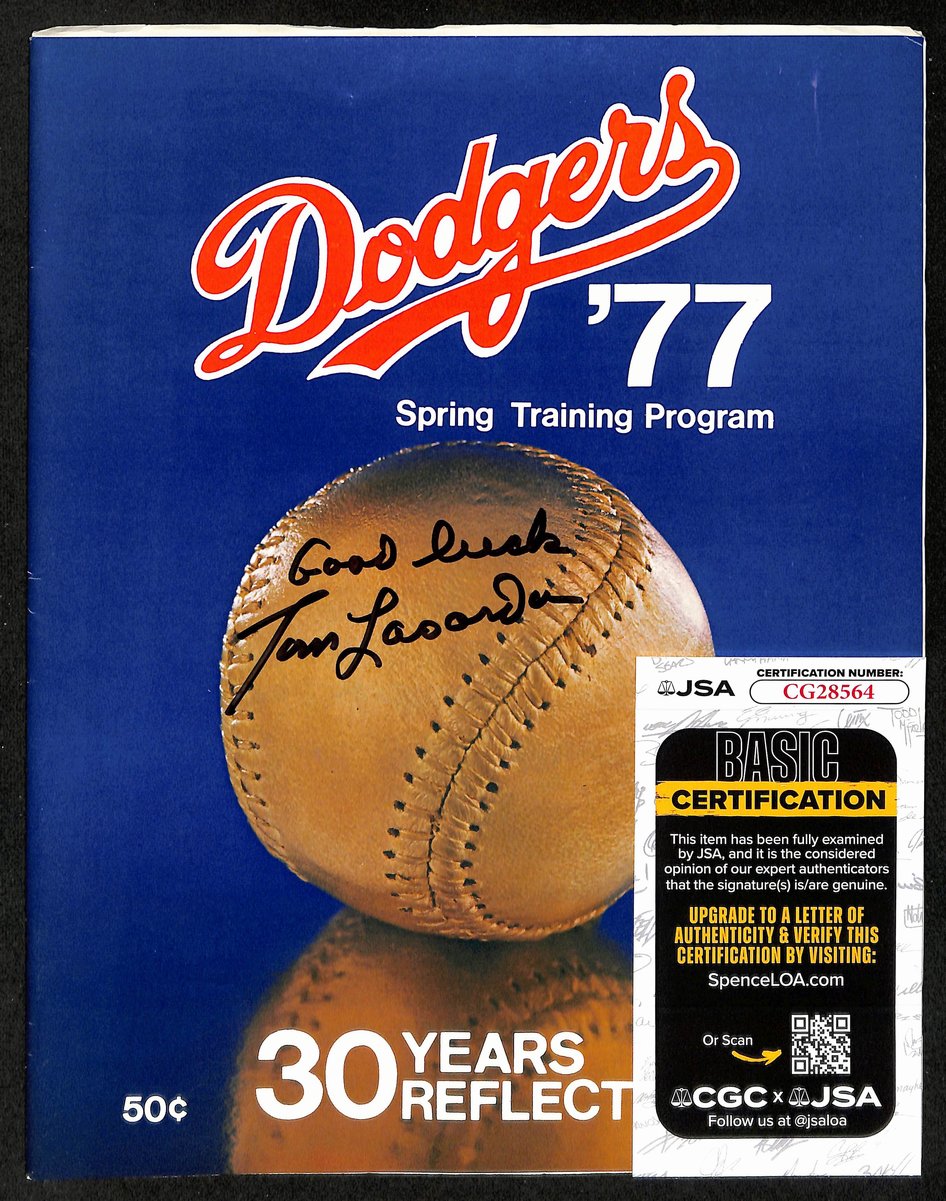 Tom Lasorda HOF Signed/Inscribed 1977 Dodgers Spring Training Program JSA 197987