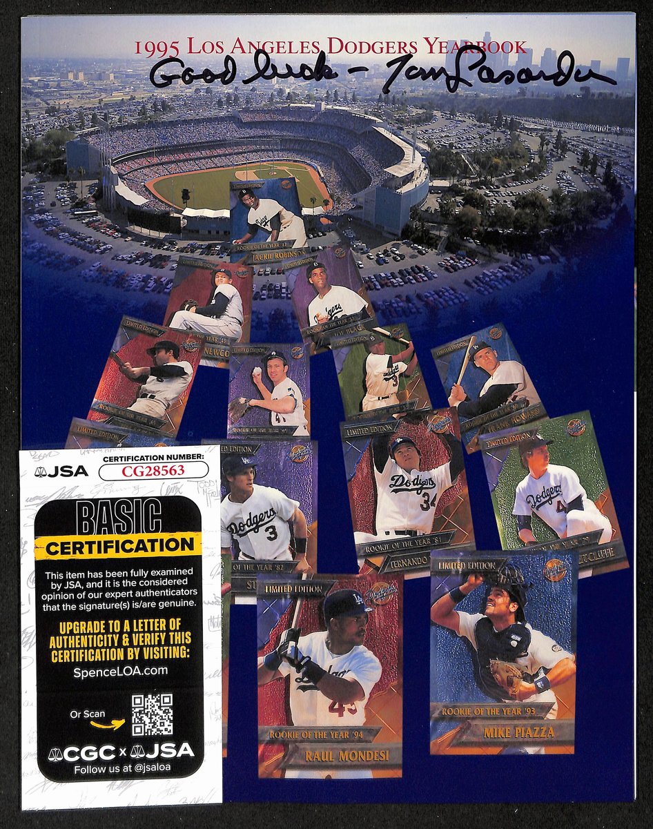 Tom Lasorda HOF Signed/Inscribed 1995 Los Angeles Dodgers Yearbook JSA 197988