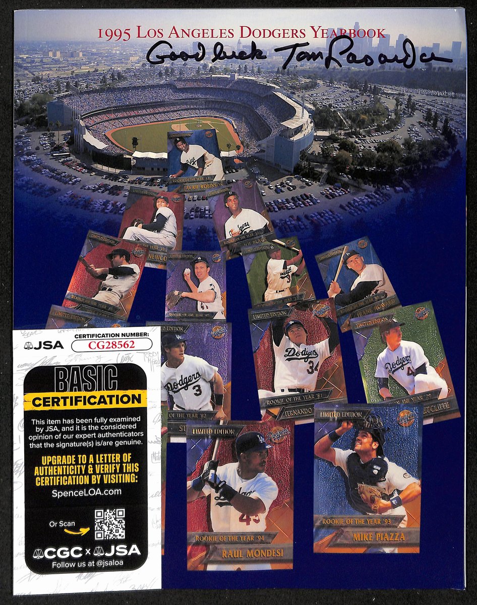 Tom Lasorda HOF Signed/Inscribed 1995 Los Angeles Dodgers Yearbook JSA 197989