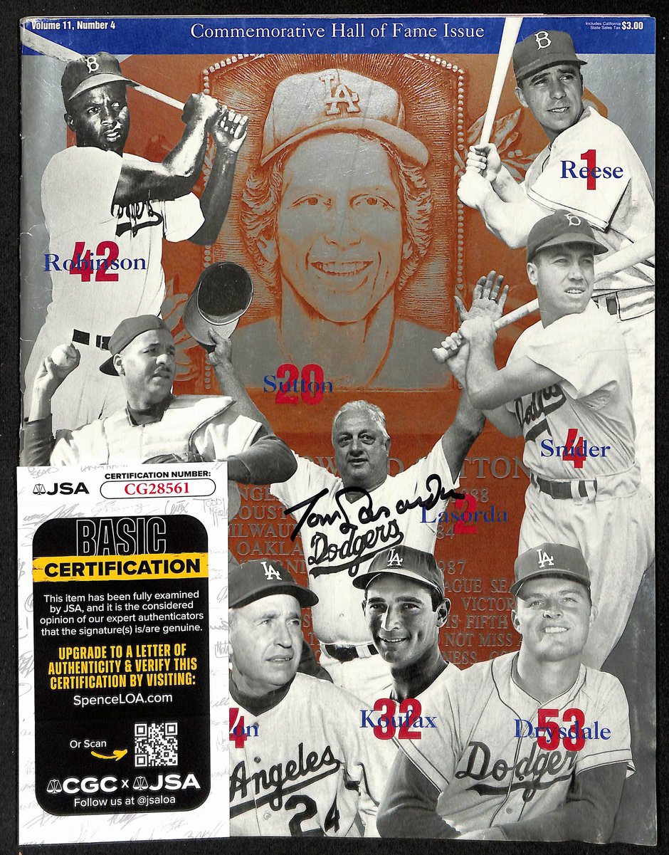 Tom Lasorda HOF Signed/Autographed 1998 Los Angeles Dodgers Program JSA 197990