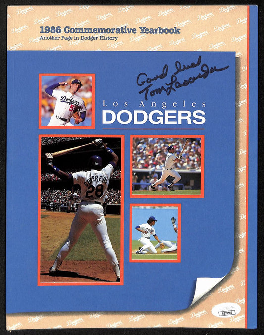Tom Lasorda HOF Signed/Inscribed 1986 Los Angeles Dodgers Yearbook JSA 197991