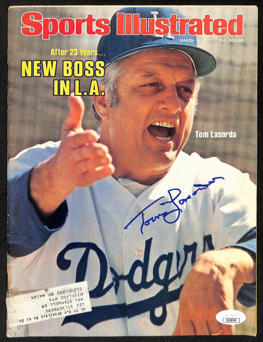 Tom Lasorda HOF Signed/Auto 3/14/1977 Sports Illustrated Magazine JSA 198002