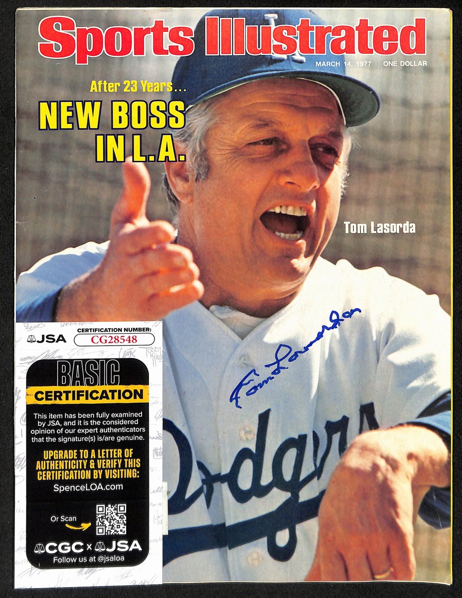 Tom Lasorda HOF Signed/Auto 3/14/1977 Sports Illustrated Magazine JSA 198003