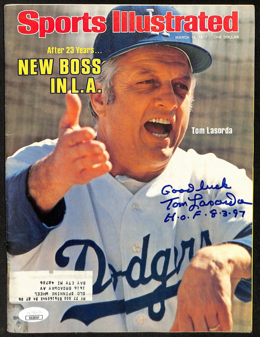 Tom Lasorda HOF Signed/Inscr 3/14/1977 Sports Illustrated Magazine JSA 198004