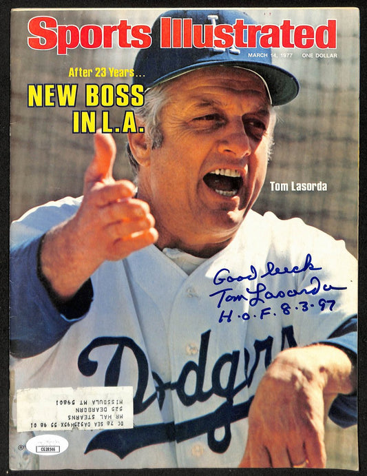 Tom Lasorda HOF Signed/Inscr 3/14/1977 Sports Illustrated Magazine JSA 198005