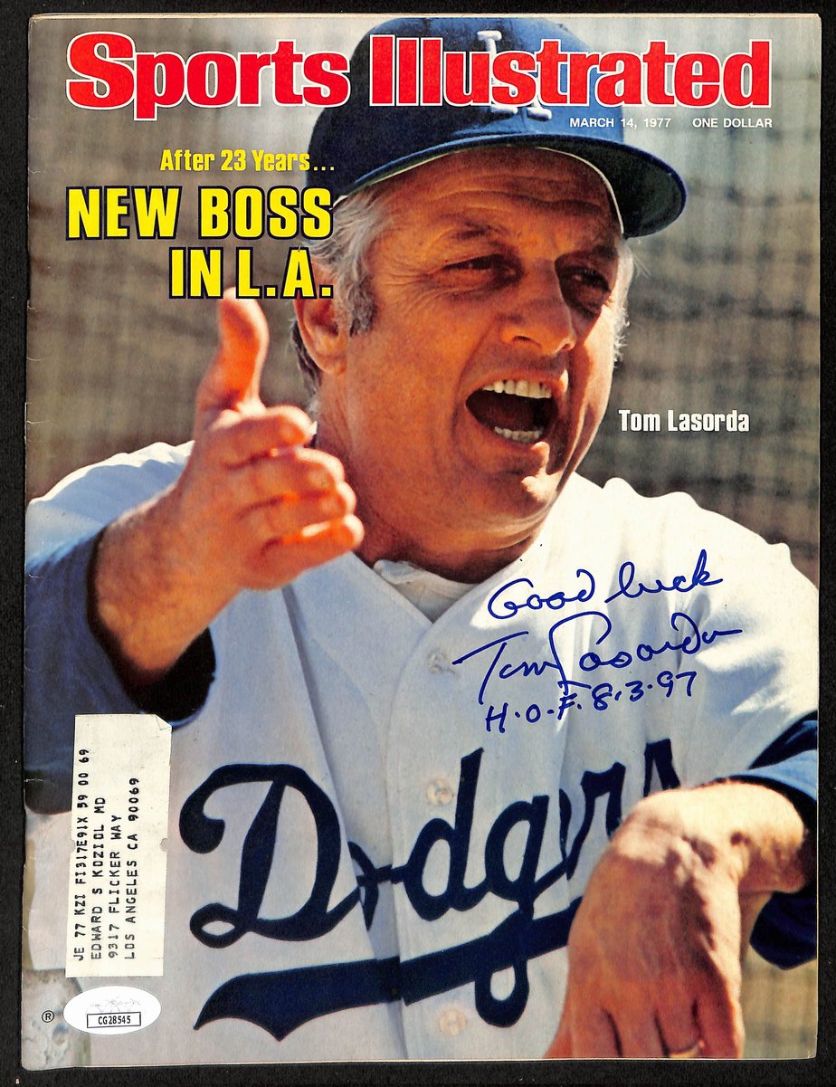 Tom Lasorda HOF Signed/Inscr 3/14/1977 Sports Illustrated Magazine JSA 198006