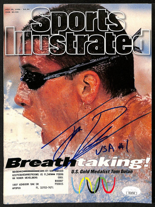 Tom Dolan Swimmer Signed/Auto 7/29/1996 Sports Illustrated Magazine JSA 198015