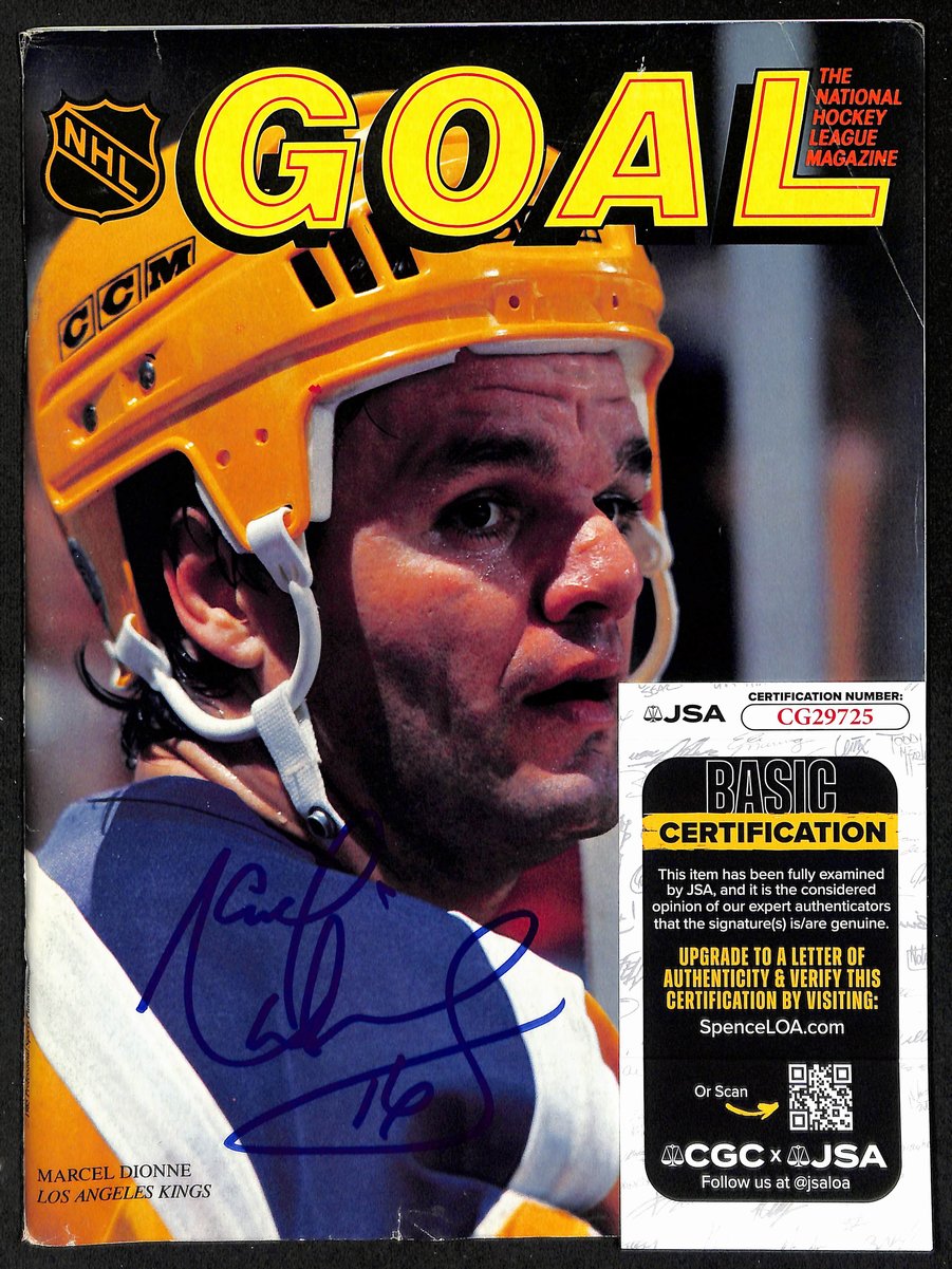 Marcel Dionne HOF Signed/Auto 11/2/1985 GOAL Hockey Program Kings JSA 198021