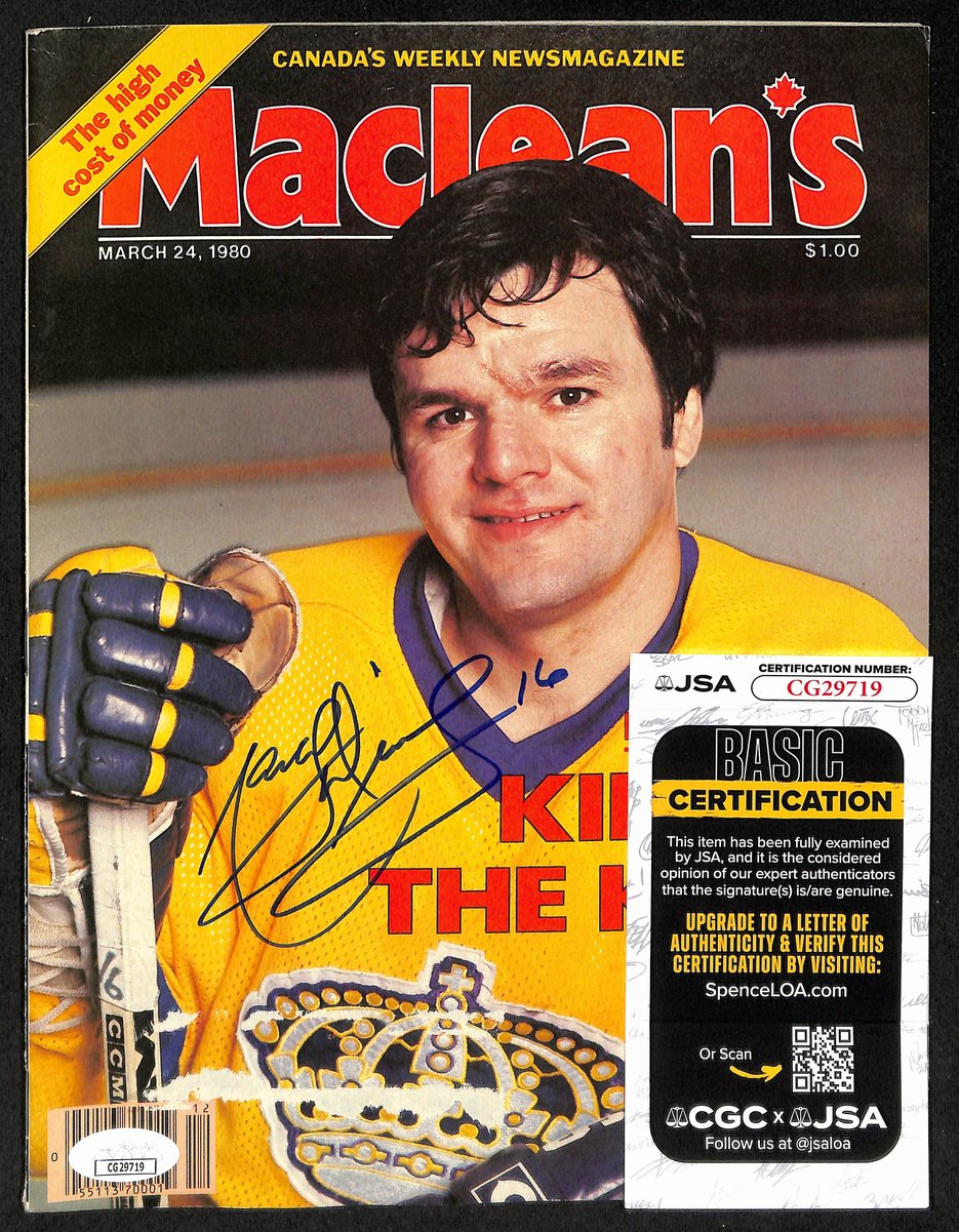 Marcel Dionne HOF Signed/Auto 3/24/1980 Maclean's Magazine Kings JSA 198027