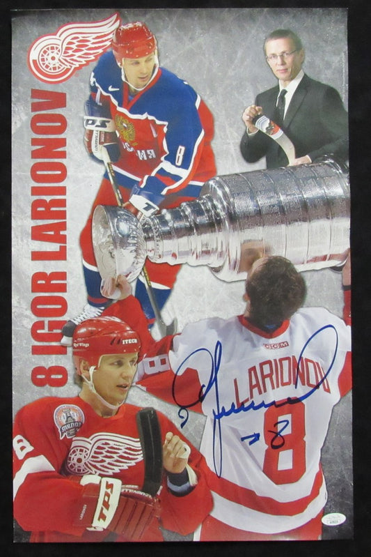 Igor Larionov Signed/Autographed 14x22 Poster Detroit Red Wings JSA 199604