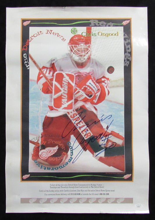 Chris Osgood Signed/Autographed 14x22 Poster Detroit Red Wings JSA 199602
