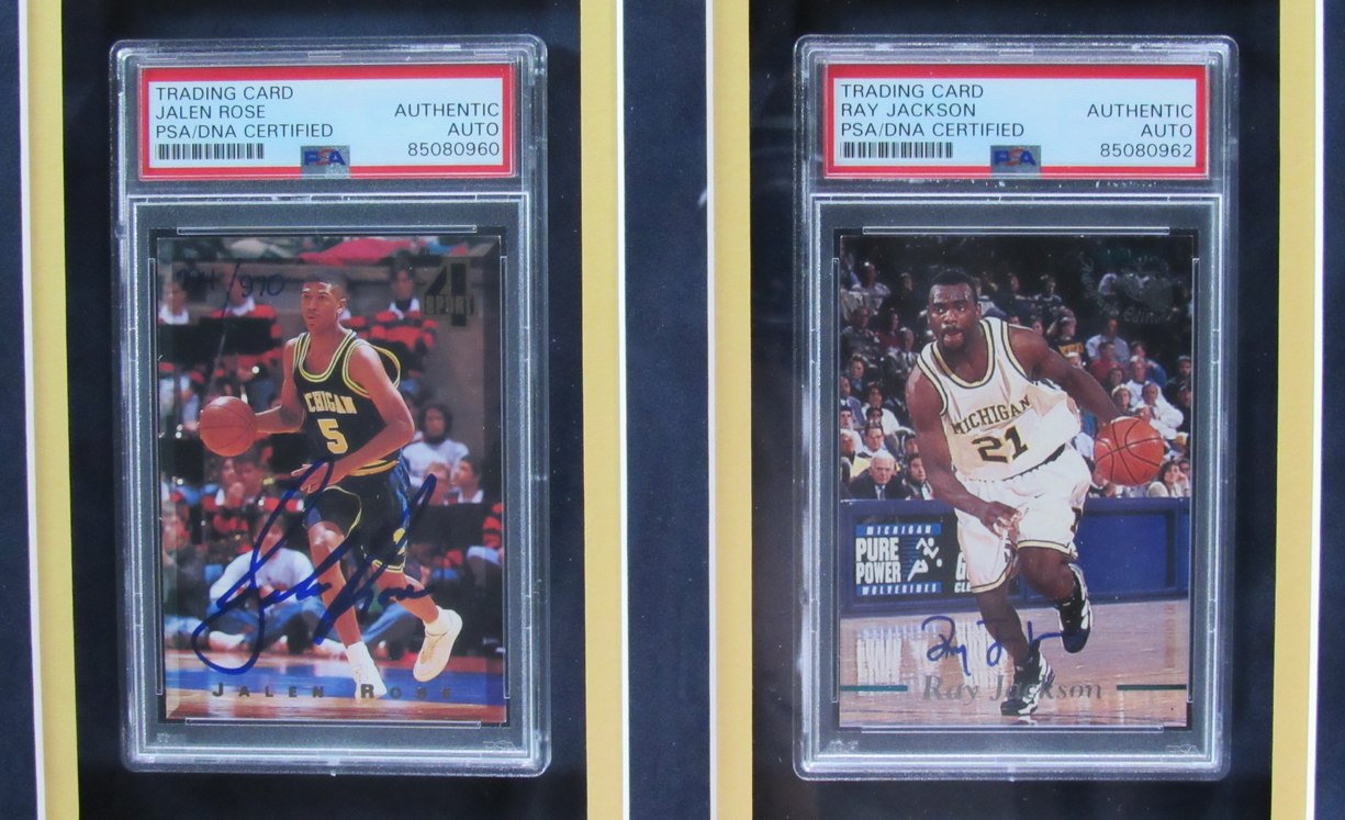 Michigan Fab 5 Signed Trading Cards w/16x20 Photo Collage Framed PSA/DNA 198310