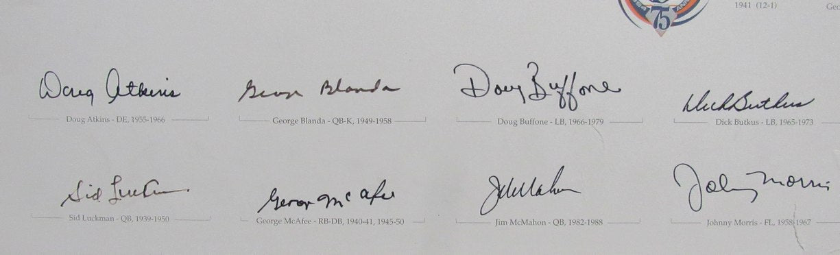 Bears World Championships Multi-Signed (20) Print to Luckman Sayers Butkis 99555