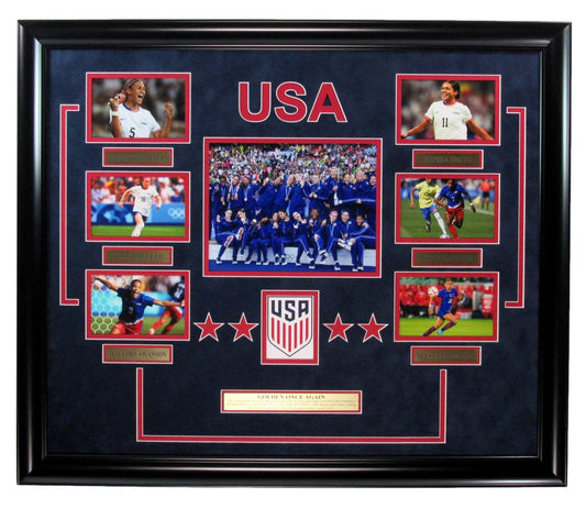 2024 US Women's Paris Olympic Soccer Champions Photo Collage Framed 199563